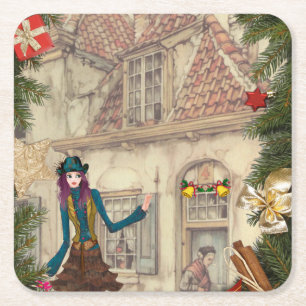 Porta-copo De Papel Quadrado Decoração da Mesa Jante de Natal