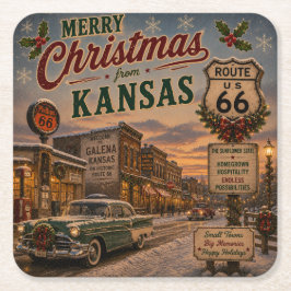 Porta-copo De Papel Quadrado Decoração de Bebida de Férias da Rota 66 do Kansas
