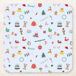 Porta-copo De Papel Quadrado decoração de casa de Natal azul Pastel