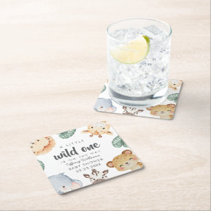 Porta-copo De Papel Quadrado Decoração de Chá de Bebê de Safari de Fera Selvage