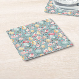 Porta-copo De Papel Quadrado Decoração de Flores de Páscoa Pastel