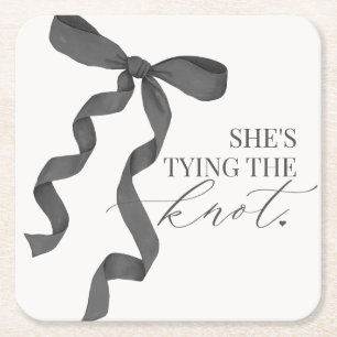 Porta-copo De Papel Quadrado Decoração para Chá de Panela Black Bow Tying the K
