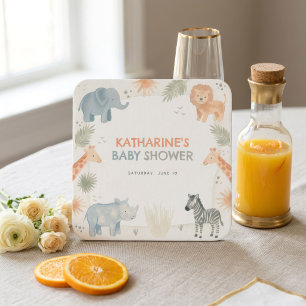 Porta-copo De Papel Quadrado Decorações de Chá de Bebê Safari Bebê Selvagem Por