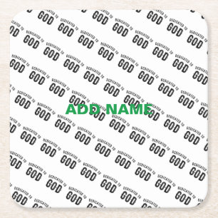 PORTA-COPO DE PAPEL QUADRADO DEDICADO A DEUS TEXTO NEGRO PERSONALIZÁVEL LEGAL