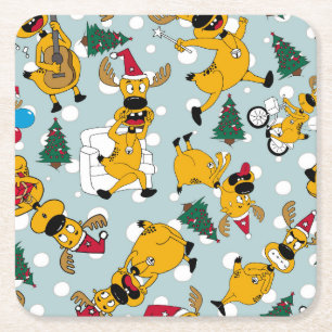 Porta-copo De Papel Quadrado Deer Festivo: Design do Padrão de Natal