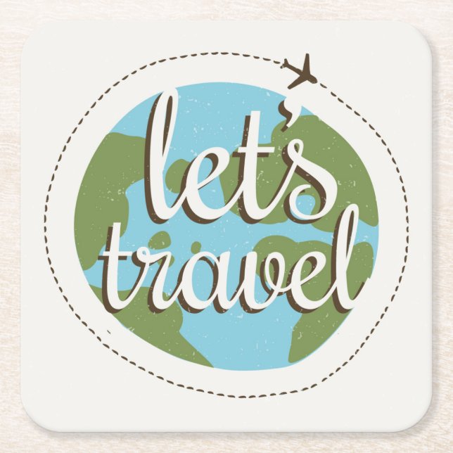 Porta-copo De Papel Quadrado Deixa para ir viagem (Frente)