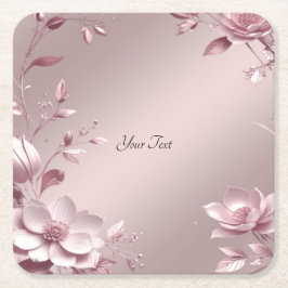 Porta-copo De Papel Quadrado Delicate Pink Floral Paper Coaster