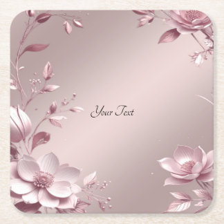 Porta-copo De Papel Quadrado Delicate Pink Floral Paper Coaster