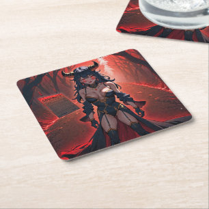 Porta-copo De Papel Quadrado Demonessa com Contato em Encruzilhada, Anime Demon