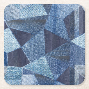 Porta-copo De Papel Quadrado Denim Urban: Patchwork Disparada.