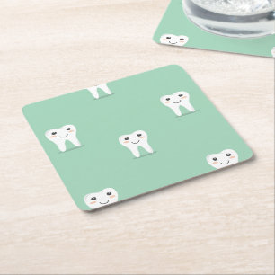Porta-copo De Papel Quadrado Dente feliz Kawaii