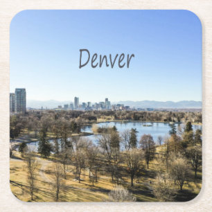 Porta-copo De Papel Quadrado Denver City e Mountain Colorado