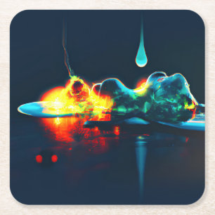 Porta-copo De Papel Quadrado Depressão Líquida Brilhante