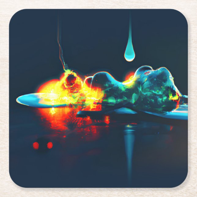 Porta-copo De Papel Quadrado Depressão Líquida Brilhante (Frente)