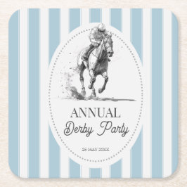 Porta-copo De Papel Quadrado Derby horse racing party retro stripes monogrammed