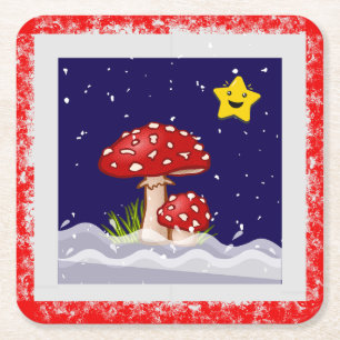 Porta-copo De Papel Quadrado Desejos de Natal, dias nevando
