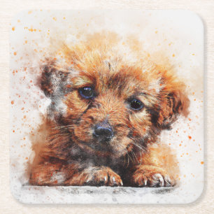 Porta-copo De Papel Quadrado Desenho Adorável de Cachorro Cachorro Cachorro
