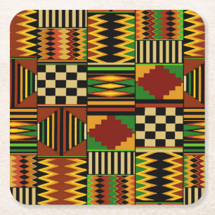 Porta-copo De Papel Quadrado Desenho Africano de Tecido Kente Real