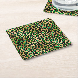 Porta-copo De Papel Quadrado Desenho da Série Safari Esmeralda e Ouro 8