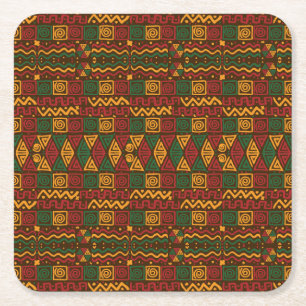 Porta-copo De Papel Quadrado Desenho de Arte do Estilo Africano legal e Colorid