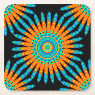 Porta-copo De Papel Quadrado Desenho de Círculo de Arte de Mandala Geométrica-4
