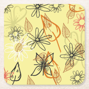 Porta-copo De Papel Quadrado Desenho de Design Floral Bonito
