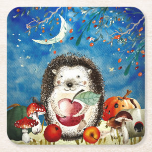 Porta-copo De Papel Quadrado Desenho de Floresta de Portão do Outono Amigos da