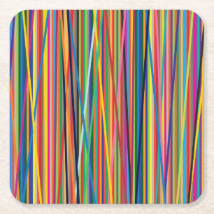 Porta-copo De Papel Quadrado Desenho de listras abstratas coloridas