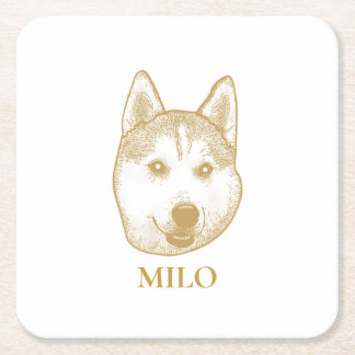 Porta-copo De Papel Quadrado Desenho de Mão personalizado do ouro Retriever Dog