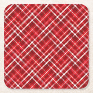 Porta-copo De Papel Quadrado Desenho de padrão xadrez vermelho de Natal-62667