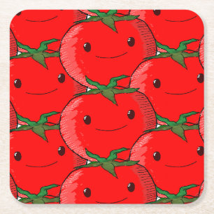 Porta-copo De Papel Quadrado Desenho de um grande padrão de tomate