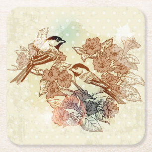Porta-copo De Papel Quadrado Desenho do Bird Divertido