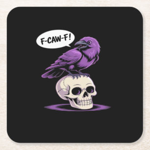 Porta-copo De Papel Quadrado Desenho Gráfico de Crânio de Corvo com Humor de Ha
