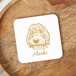 Porta-copo De Papel Quadrado Desenho Mão Personalizado do Cão Labradoodle