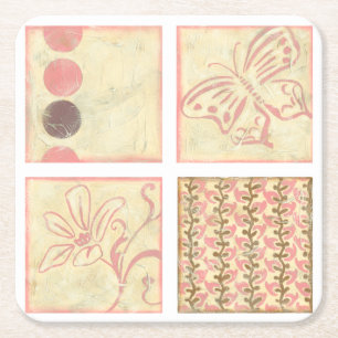 Porta-copo De Papel Quadrado Desenhos de blocos de madeira rosa por Chariklia Z