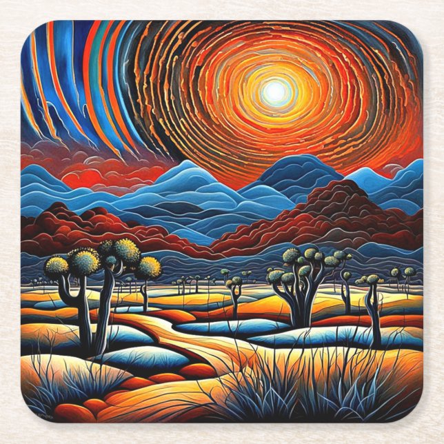 Porta-copo De Papel Quadrado Desert Sunset 1 (Frente)