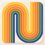 Porta-copo De Papel Quadrado Design de Arco Duplo Geométrico Retroativo<br><div class="desc">Design de Arco Duplo Geométrico Colorido de Meio século Retro-Futurístico.</div>