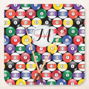 Porta-copo De Papel Quadrado Design de Bola de Piscina Billiard Monograma