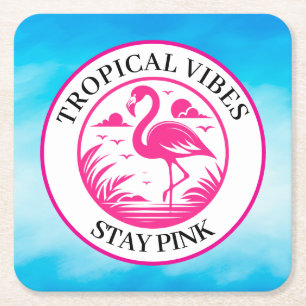 Porta-copo De Papel Quadrado Design de Círculo de Verão Flamingo Rosa-68730