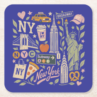 Porta-copo De Papel Quadrado design de colagem retrô ny