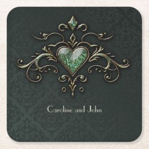 Porta-copo De Papel Quadrado Design de colheita elegante e romântica.