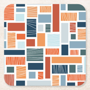 Porta-copo De Papel Quadrado Design de estilo de Meio século geométrico colorid
