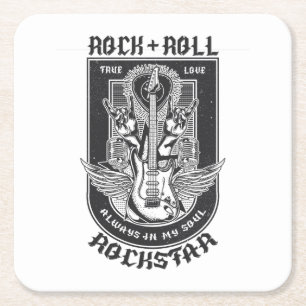 Porta-copo De Papel Quadrado Design de Guitar Rock