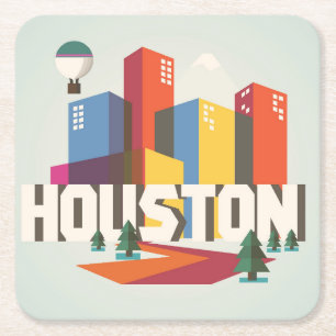 Porta-copo De Papel Quadrado Design de Houston, arquitectura da cidade de Texas