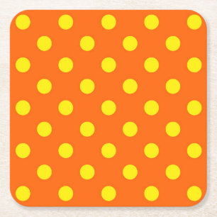 Porta-copo De Papel Quadrado Design de Padrão de Bolinhas Amarelo em Laranja