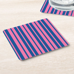 Porta-copo De Papel Quadrado Design de padrão de listras elegantes rosa e azul