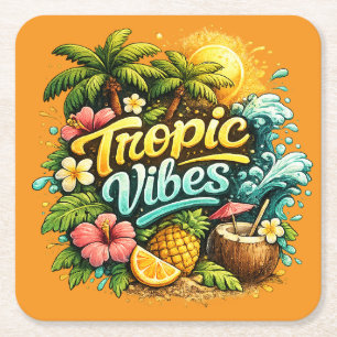 Porta-copo De Papel Quadrado Design de Paraíso Tropical Tropic Vibes
