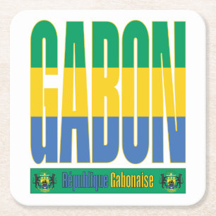 Porta-copo De Papel Quadrado Design de texto de Sinalizador Gabão