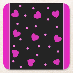 Porta-copo De Papel Quadrado Design do coração de moda moderna, rosa e bonito