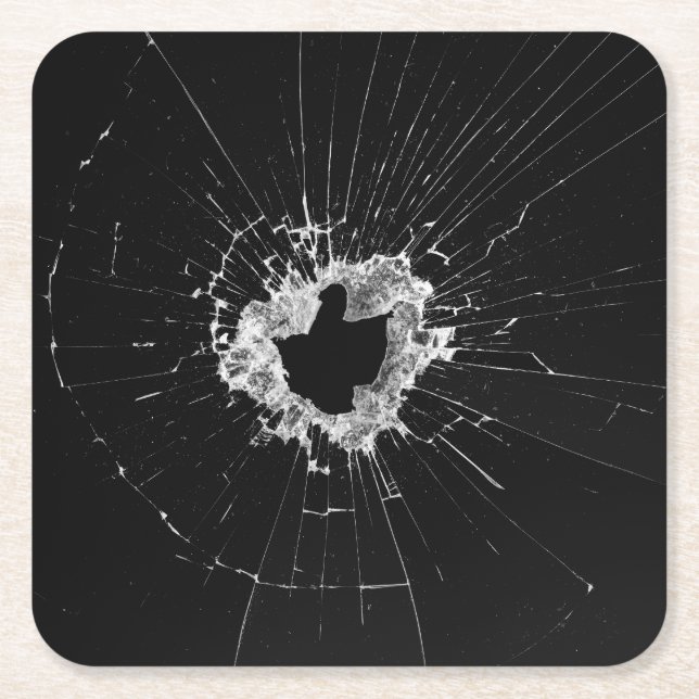 Porta-copo De Papel Quadrado Design falso rachado quebrado - Dissuasão de roubo (Frente)